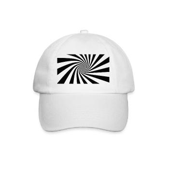 Hypnotische Schwarze Spirale - Baseballkappe - Weiß/Weiß - Vorne