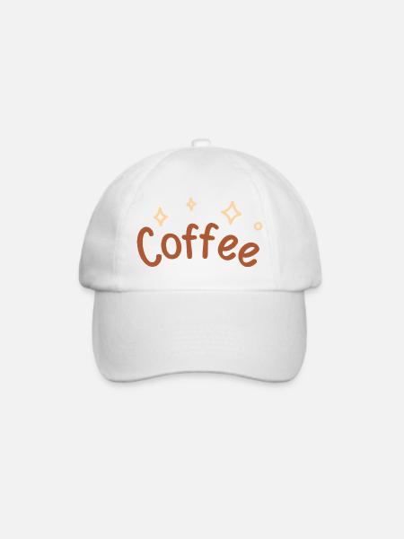Schriftzeichen-Kaffee-Skizze - Baseballkappe - Weiß/Weiß