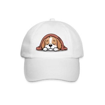 Schlafender Beagle unter Decke - Baseballkappe - Weiß/Weiß - Vorne