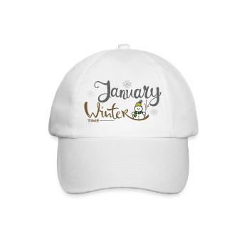 Januar Winterzeit Schneemann - Baseballkappe - Weiß/Weiß - Vorne