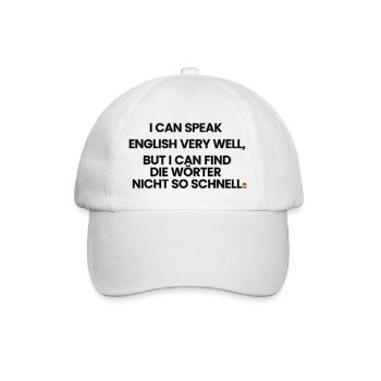 Englisch-Deutsch-Reim 1 (Ver. B) - Baseballkappe - Weiß/Weiß - Vorne