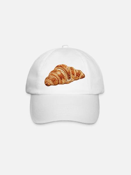 Croissant im bestickten Look (bedruckt) - Baseballkappe - Weiß/Weiß