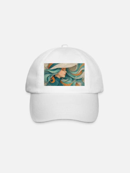 Fließendes Farbporträt Turquoise - Baseballkappe - Weiß/Weiß