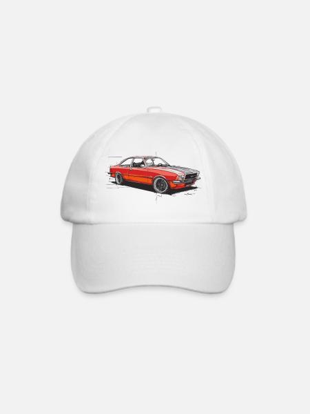 Roter Oldtimer-Coupéwagen - Baseballkappe - Weiß/Weiß