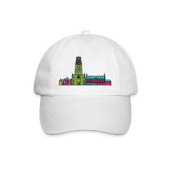 Mechelen City Skyline St. Rumbold Turm Kunst - Baseballkappe - Weiß/Weiß - Vorne