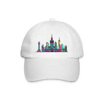 Warschauer Stadt, Palac der Kultur, Kunst, Skyline - Baseballkappe - Weiß/Weiß - Vorne