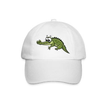 Krokodil mit großen Augen Cartoon - Baseballkappe - Weiß/Weiß - Vorne