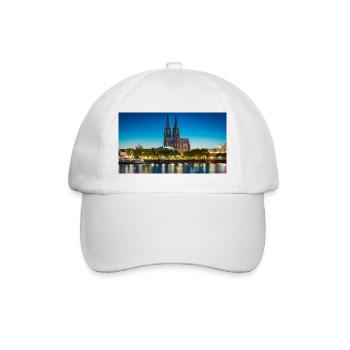 Kölner Dom Abendlicht Silhouette - Baseballkappe - Weiß/Weiß - Vorne