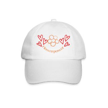 Personalisierbares Blume und Herz Motive, - Baseballkappe - Weiß/Weiß - Vorne