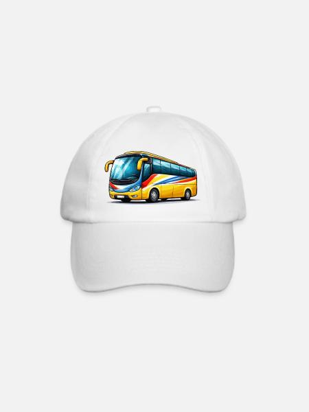 Reisebus Kunstdruck - Baseballkappe - Weiß/Weiß