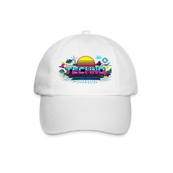 Neon Techno Horizont - Baseballkappe - Weiß/Weiß - Vorne