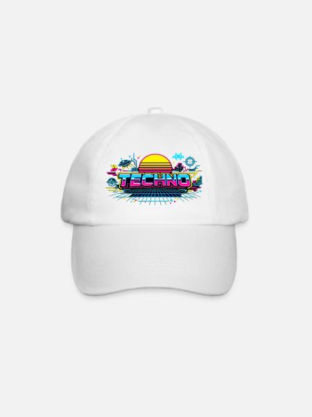 Neon Techno Horizont - Baseballkappe - Weiß/Weiß