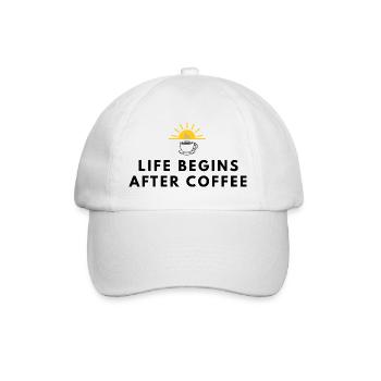 Das Leben beginnt nach dem Kaffee-Motivationskaffee-Desig - Baseballkappe - Weiß/Weiß - Vorne