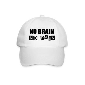 No Brain No Pain - Baseballkappe - Weiß/Weiß - Vorne