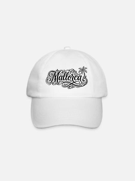 Mallorca Schrift Palmen - Baseballkappe - Weiß/Weiß