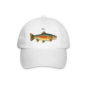 Vintage Fisch Angler Retro Fishing - Baseballkappe - Weiß/Weiß - Vorne