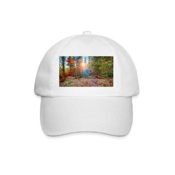 Sonnenlicht im Herbstwald - Baseballkappe - Weiß/Weiß - Vorne