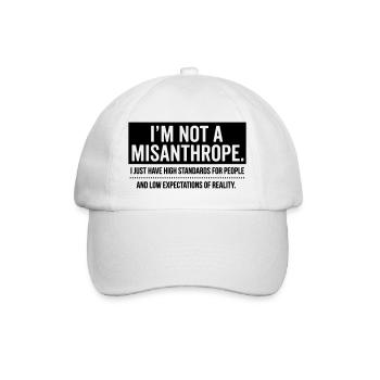 Kein Misanthrop, nur hohe Standards (black) - Baseballkappe - Weiß/Weiß - Vorne