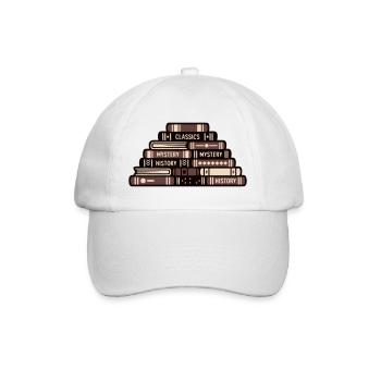 Bücherstapel Lesen Buchclub Leseratte Lehrer - Baseballkappe - Weiß/Weiß - Vorne
