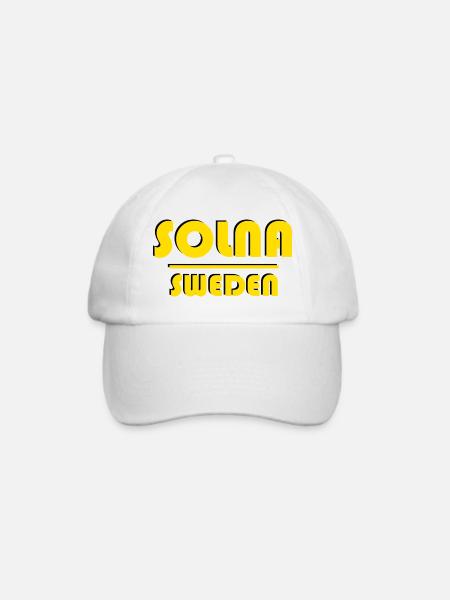 Solna Sweden Retro-Typografie - Baseballkappe - Weiß/Weiß
