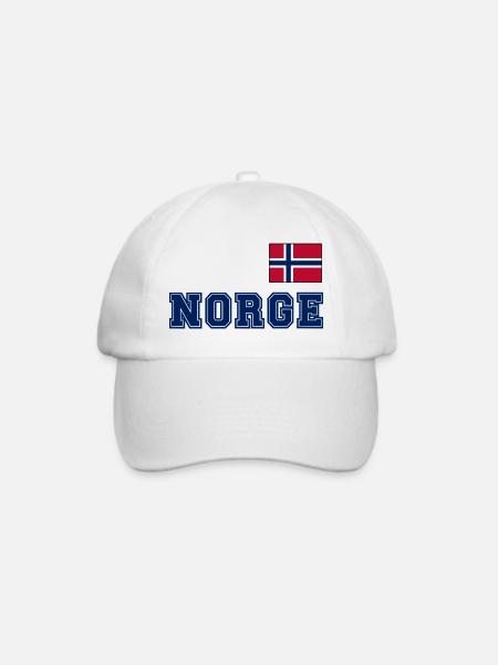 NORWEGN - NORGE Trikot Look - Flagge auf der Brust - Baseballkappe - Weiß/Weiß