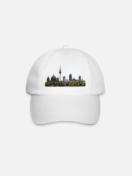Berliner Skyline Illustration - Baseballkappe - Weiß/Weiß
