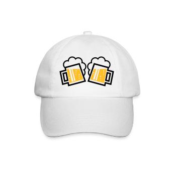 2 Bayrische Bierkrüge Prosten (Bier Maßkrüge / 2C) - Baseballkappe - Weiß/Weiß - Vorne