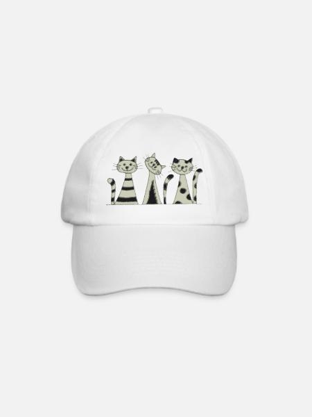 Katzen Trio impressionismus - Baseballkappe - Weiß/Weiß