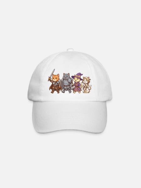 RPG Cats Dungeon Party Fantasy - Baseballkappe - Weiß/Weiß