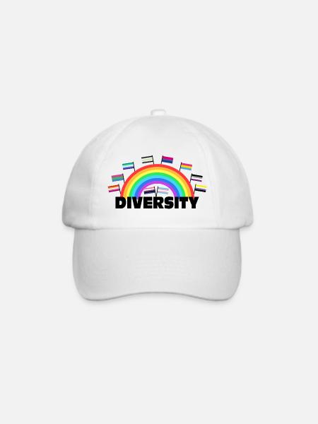 Diversity Regenbogen - Vielfalt Design - Baseballkappe - Weiß/Weiß