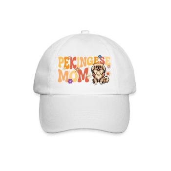 Pekingesische Mutter – Peke-Hund-Mama Schoßhund Löwenhund - Baseballkappe - Weiß/Weiß - Vorne