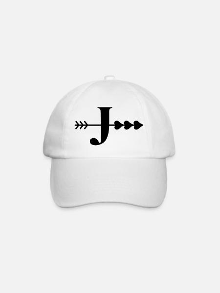 Buchstabe j Pfeilherz - Baseballkappe - Weiß/Weiß