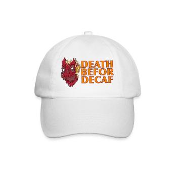 Tod vor Decaf: Flammen Totenkopf - Baseballkappe - Weiß/Weiß - Vorne
