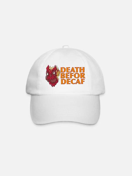 Tod vor Decaf: Flammen Totenkopf - Baseballkappe - Weiß/Weiß