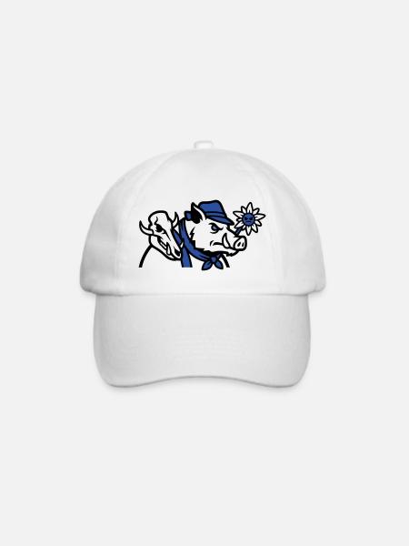Wildschwein Schaedel Logo - Baseballkappe - Weiß/Weiß