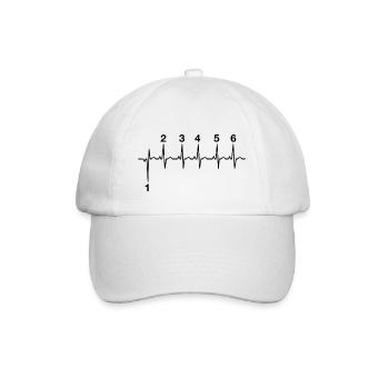 Motorrad Gangschaltung 1N23456 Herzschlag - Baseballkappe - Weiß/Weiß - Vorne