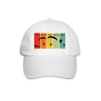 Retro-Paragliding-Schritte starten Soar Land Geschenk - Baseballkappe - Weiß/Weiß - Vorne