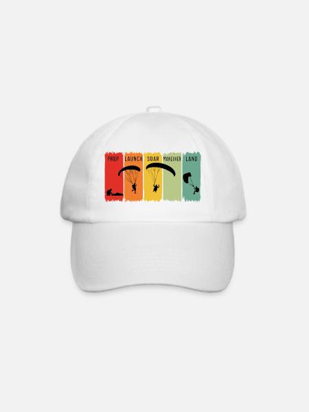 Retro-Paragliding-Schritte starten Soar Land Geschenk - Baseballkappe - Weiß/Weiß