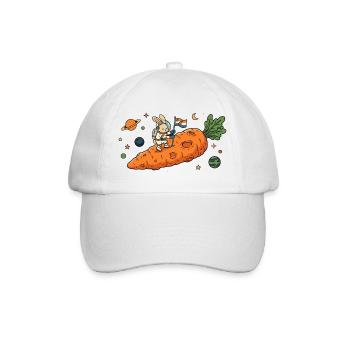 Astronaut Bunny auf riesigem Karotten-Asteroiden - Baseballkappe - Weiß/Weiß - Vorne