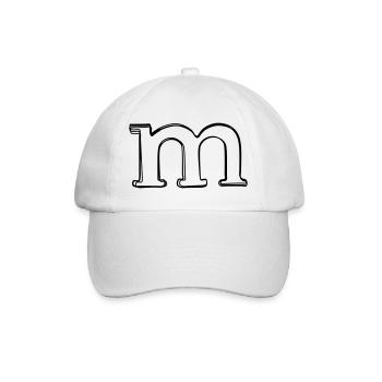 Kleinbuchstabe m handgezeichnet - Baseballkappe - Weiß/Weiß - Vorne
