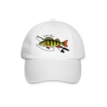 Angeln mit Rute Barsch Fisch Petri Heil - Baseballkappe - Weiß/Weiß - Vorne