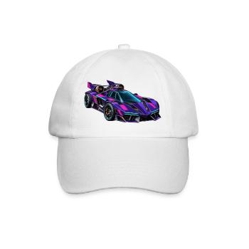 Lila Neon-Supersportwagen - Baseballkappe - Weiß/Weiß - Vorne