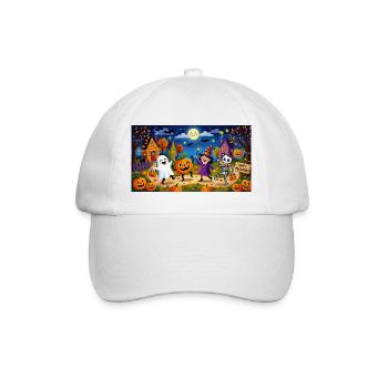 Niedliche Halloween-Nacht-Illustration - Baseballkappe - Weiß/Weiß - Vorne