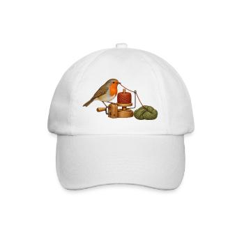 Rotkehlchen wickelt Garn - Baseballkappe - Weiß/Weiß - Vorne