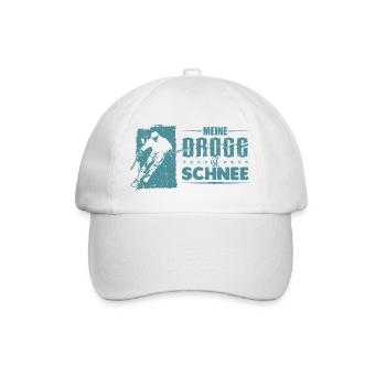 Skifahrer Ski Meine Droge ist Schnee - Baseballkappe - Weiß/Weiß - Vorne