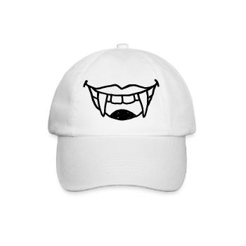 Vampirrachen mit Reißzähnen – Halloween Kritzelei - Baseballkappe - Weiß/Weiß - Vorne