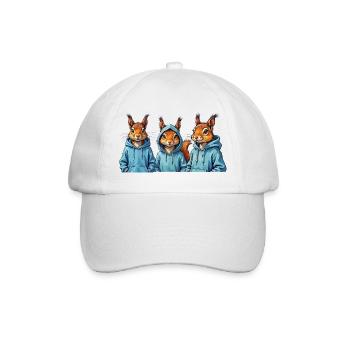 Eichhörnchen Trio im Hoodie Blau - Baseballkappe - Weiß/Weiß - Vorne