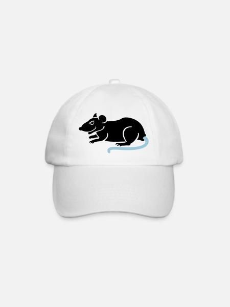 Ratte / rat (2c) - Baseballkappe - Weiß/Weiß