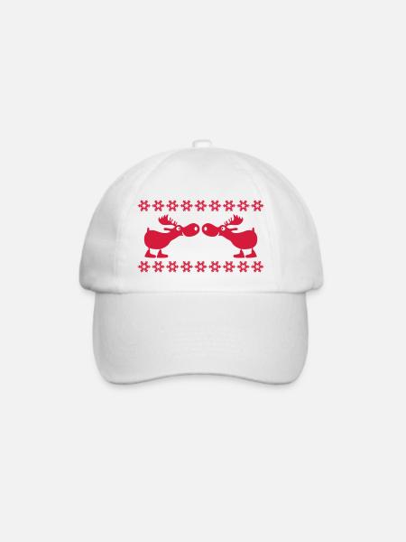 Elch Rentier Hirsch Weihnachten Norweger Muster - Baseballkappe - Weiß/Weiß