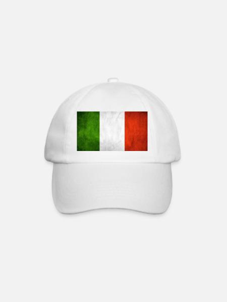 Italienische Flagge - Baseballkappe - Weiß/Weiß